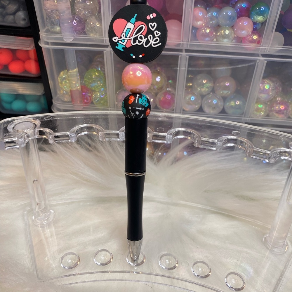 Black Pen with Colorful Beads